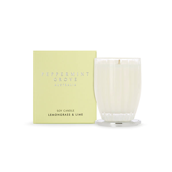 PEPPERMINT GROVE BRAND CANDLES GLASS COASTER LEMONGRASS AND LIME