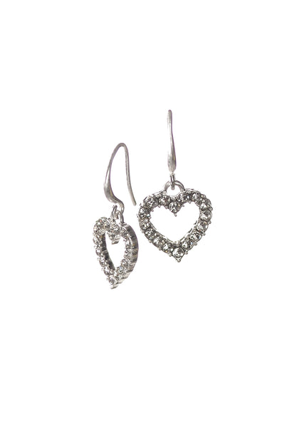 Crystal heart frame drop earrings