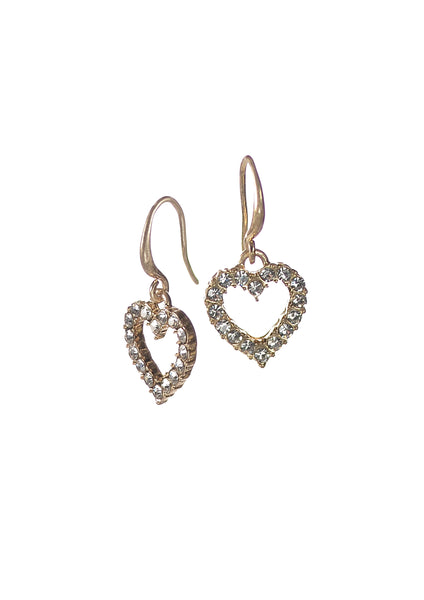 Crystal heart frame drop earrings