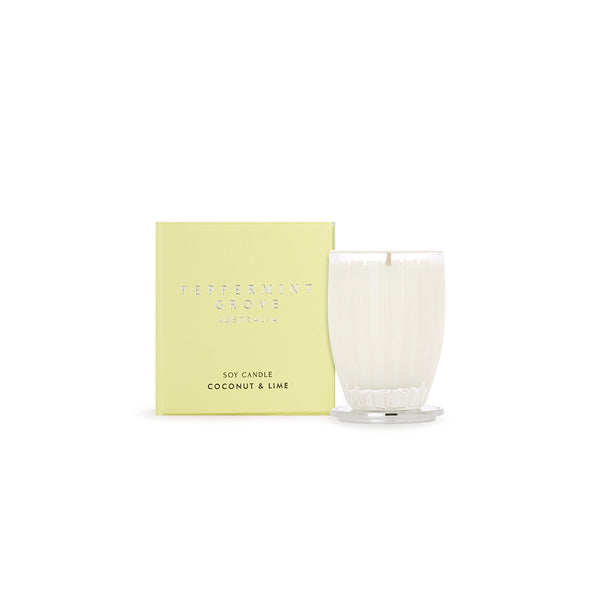 PEPPERMINT GROVE BRAND CANDLE SOY WAX GLASS COASTER COCONUT AND LIME