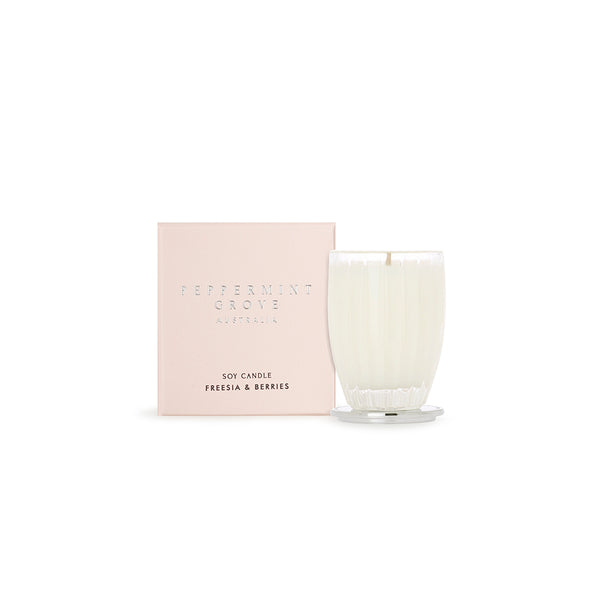 PEPPERMINT GROVE BRAND CANDLE GLASS SOY WAX COASTER FREESIA AND BERRIES