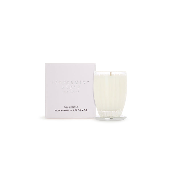 PEPPERMINT GROVE BRAND CANDLE SOY WAX COASTER GLASS PATCHOULI AND BERGAMOT