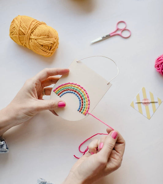 rainbow embroidery kit, cotton clara